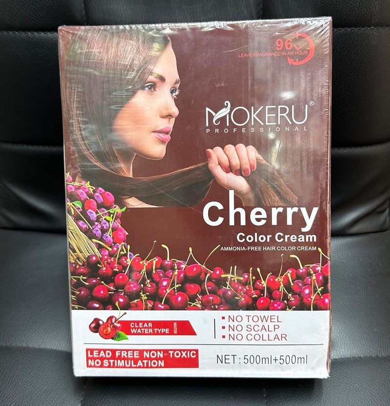 Mokeru Professional CHERRY HAIR COLOUR, AMMONIA FREE, APPLE FRAGRANCE, NATURAL Hair Color. -Original & Approved Formula. (Dark Brown (Cherry) - Image 1